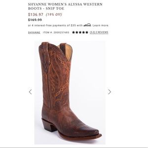 *IN SEARCH OF* SHYANNE WOMEN'S ALYSSA WESTERN BOOTS - SNIP TOE SIZE 10 OR 11